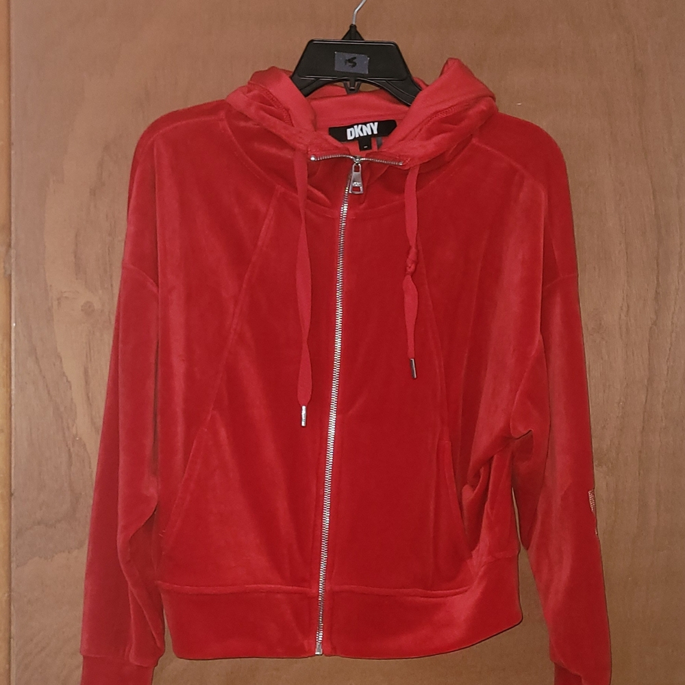 DKNY Women's Vibrant Red Hoodie Jacket